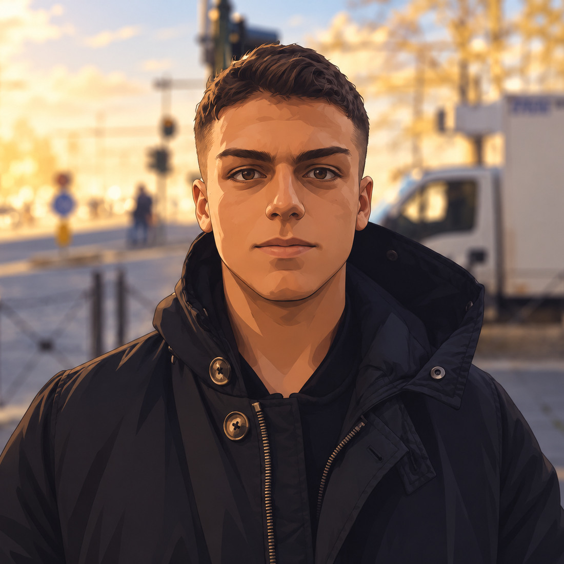 Anime-style portrait of Matteo Stromieri